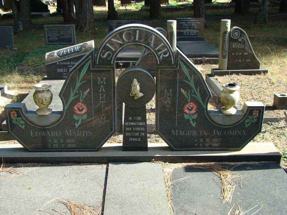 SINCLAIR Edward Martin 1923-1988 &amp; Magrieta Jacomina 1927-1987