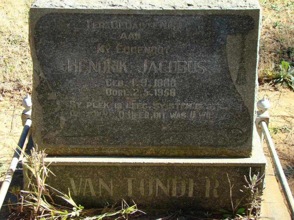 TONDER Hendrik Jacobus, van 1888-1958