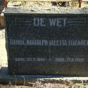 WET Daniel Rudolph, de -1947 &amp; Aletta Elizabeth -1960