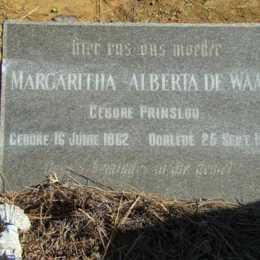 WAAL Margaritha Alberta, de nee PRINSLOO 1862-1953