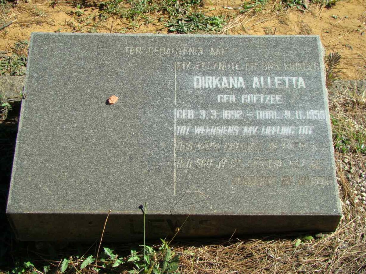 ? Dirkana Alletta nee COETZEE 1892-1959
