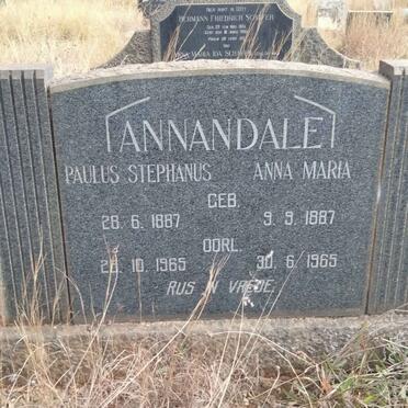 ANNANDALE Paulus Stephanus 1887-1965 & Anna Maria 1887-1965