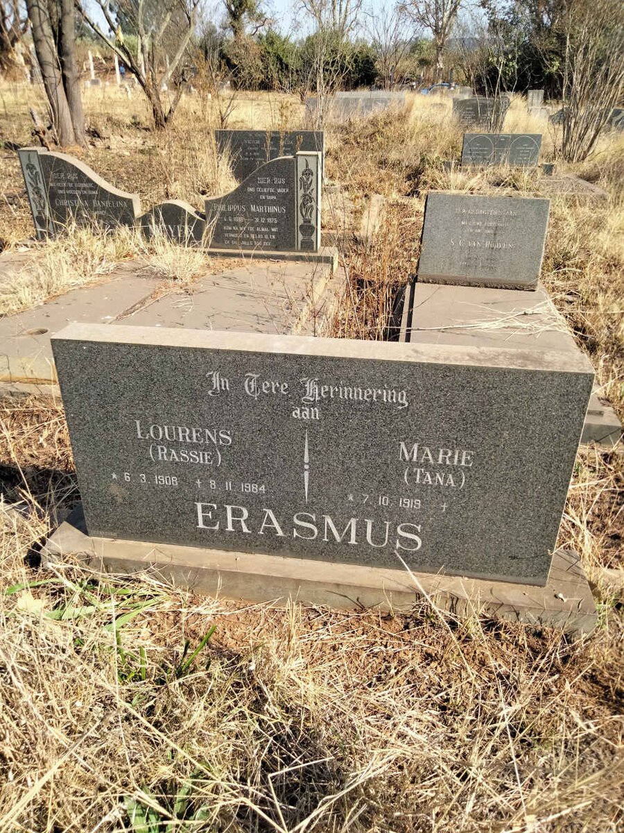 ERASMUS Lourens 1908-1984 & Marie 1919-