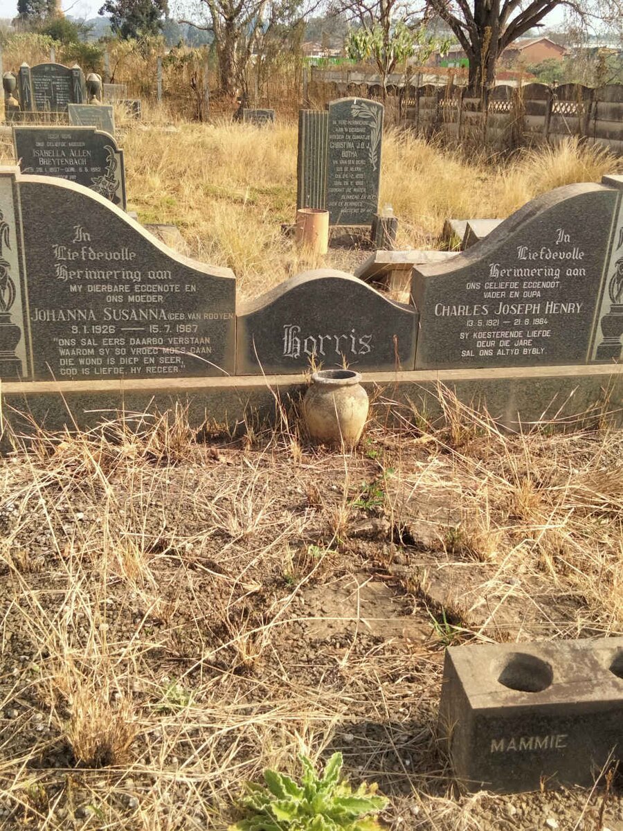 HARRIS Charles Joseph Henry 1921-1984 & Johanna Susanna VAN ROOYEN 1926-1967