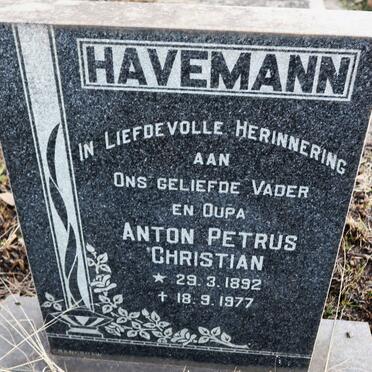HAVEMANN Anton Petrus Christian 1892-1977