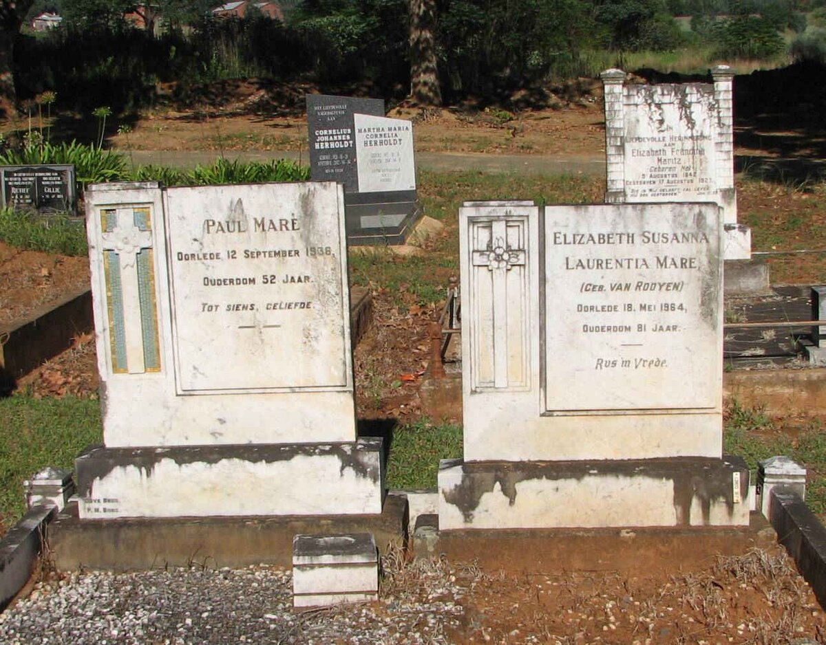 MARE Paul -1938 &amp; Elizabeth Susanna Laurentia VAN ROOYEN -1964