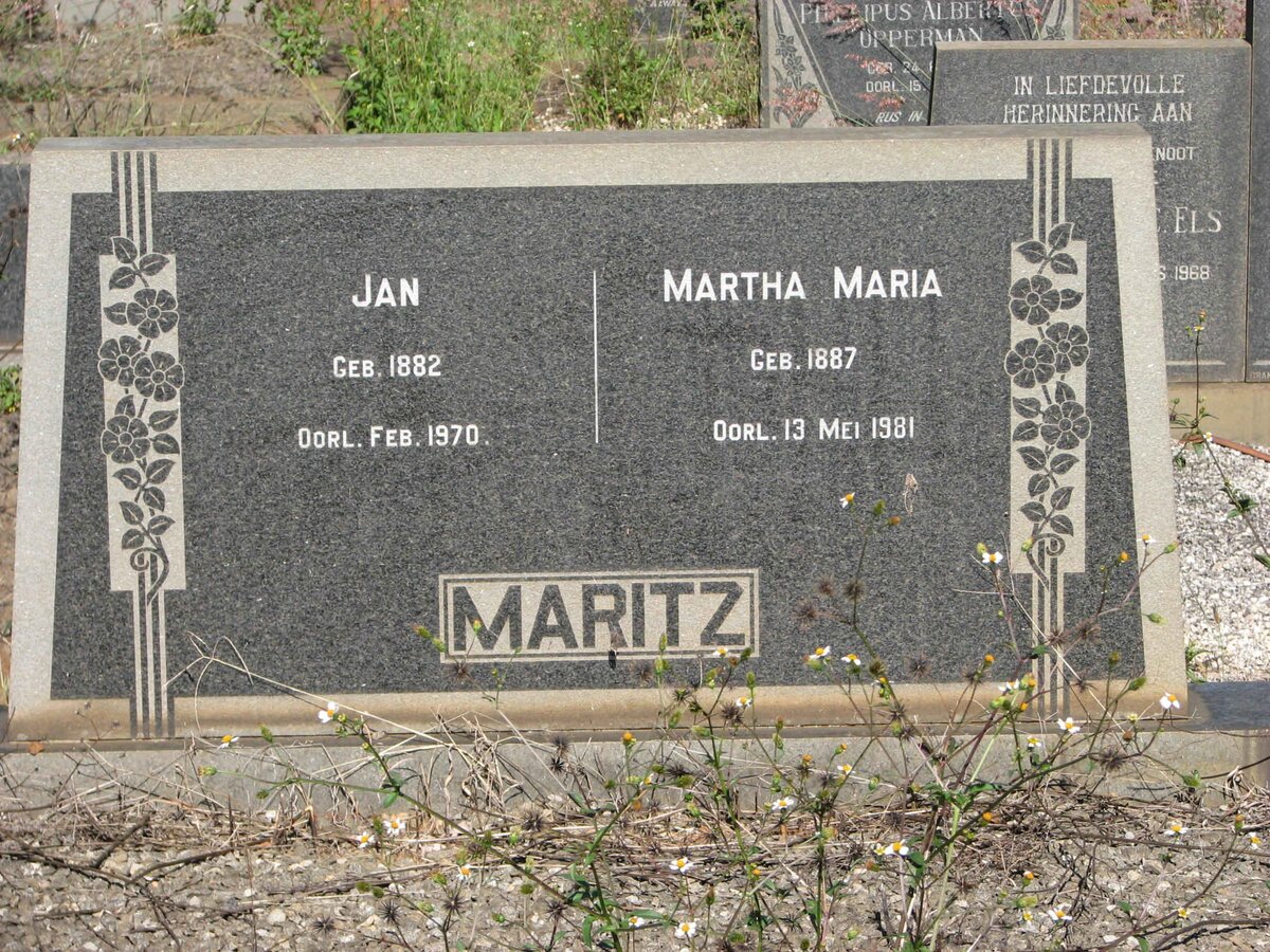 MARITZ Jan 1882-1970 &amp; Martha Maria 1887-1981