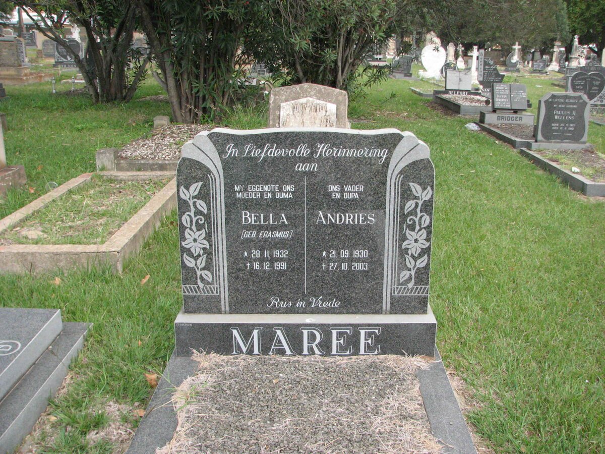 MAREE Andries 1930-2003 &amp; Bella ERASMUS 1932-1991