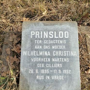 PRINSLOO Wilhelmina Christina, voorheen MARTENS nee CILLIERS 1895-1952