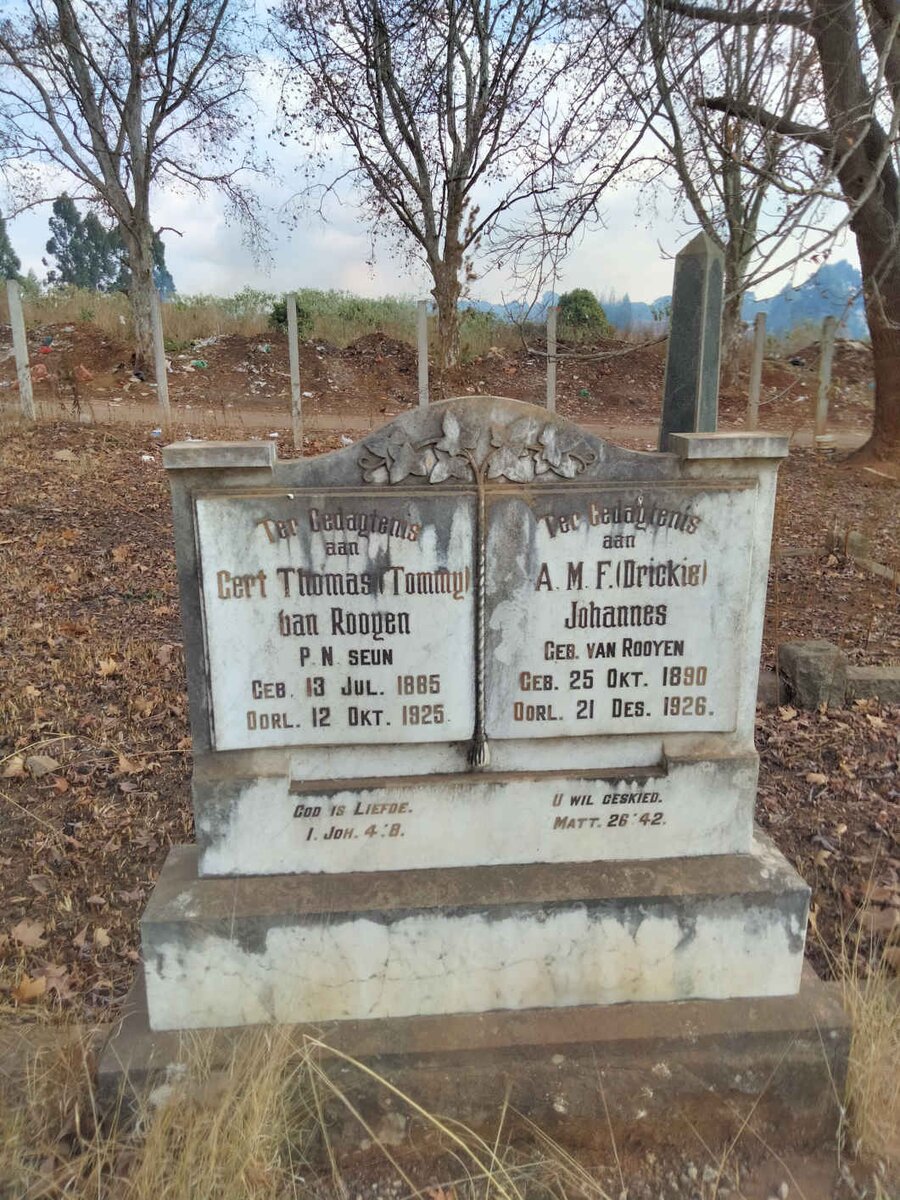 ROOYEN Gert Thomas, van 1885-1925 :: JOHANNES A.M.F. nee VAN ROOYEN 1890-1926