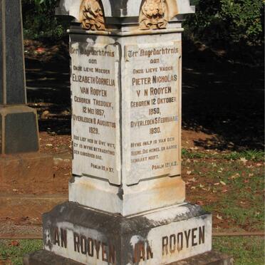 ROOYEN Pieter Nicholas, van 1850-1930 &amp; Elizabeth Cornelia TREDOUX 1857-1929