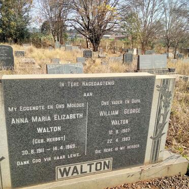 WALTON William George 1907-1983 & Anna Maria Elizabeth HERBST 1911-1969
