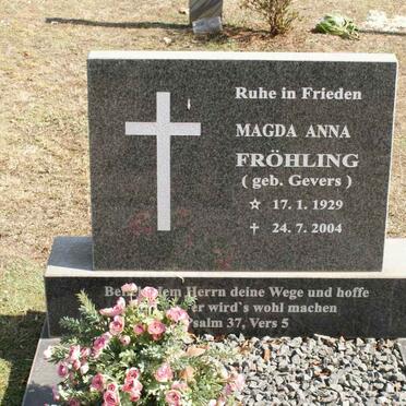 FROHLING Magda Anna nee GEVERS 1929-2004