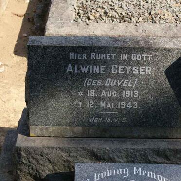 GEYSER Alwine nee DUVEL 1913-1943