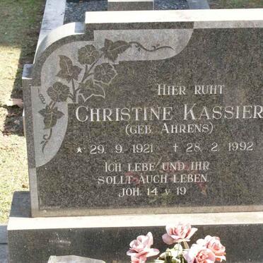 KASSIER Christine nee AHRENS 1921-1992