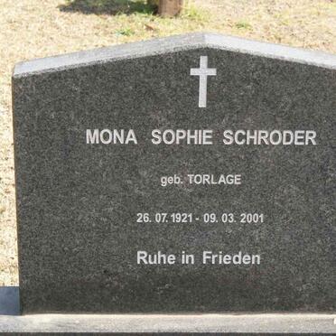 SCHRODER Mona Sophie nee TORLAGE 1921-2001