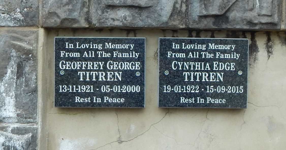 TITREN Geoffrey George 1921-2000 &amp; Cynthia Edge 1922-2015