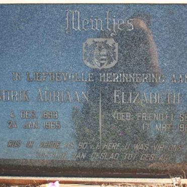MEINTJES Hendrik Adriaan 1893-1965 &amp; Elizabeth Maria FRIEND 1903-1982