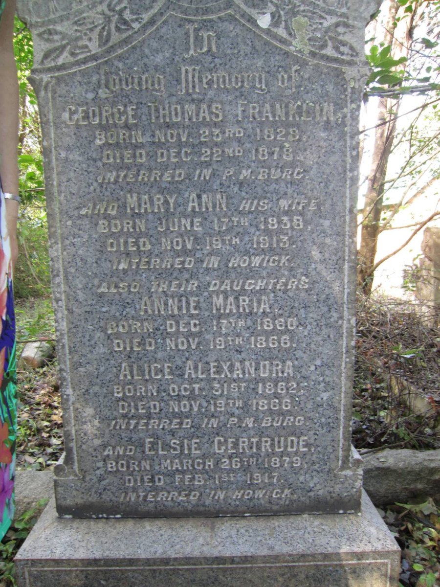 FRANKLIN George Thomas 1829-1878 &amp; Mary Ann 1838-1913