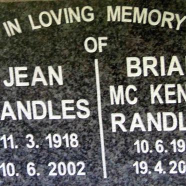RANDLES Brian Mc Kenzie 1919-2004 &amp; Jean 1918-2002