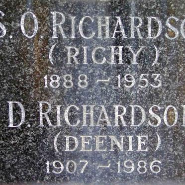 RICHARDSON S.O. 1888-1953 &amp; D. 1907-1986
