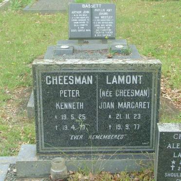 CHEESMAN Peter Kenneth 1925-1970 :: LAMONT Joan Margaret nee CHEESMAN 1923-1977 :: LAMONT Charles Alexander 1914-1989