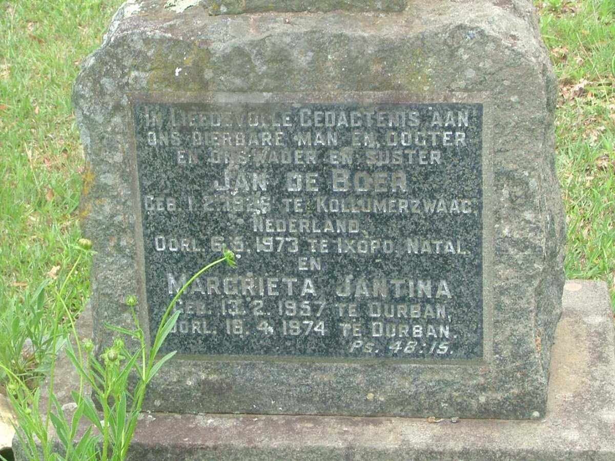 BOER Jan, de 1926-1973 :: DE BOER Margrieta Jantina 1957-1974