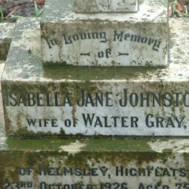 GRAY Isabella Jane nee JOHNSTONE -1926