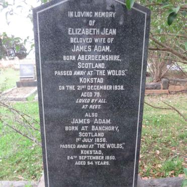 ADAM James 1856-1950 &amp; Elizabeth Jean -1938