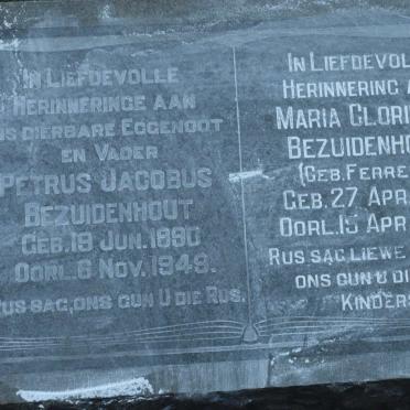 BEZUIDENHOUT Petrus Jacobus 1890-1949 &amp; Maria Gloridina FERREIRA 1893-1978