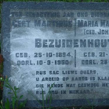 BEZUIDENHOUT Gert Martinus 1894-1950 &amp; Maria Magdalena JOHNSTONE 1898-1950