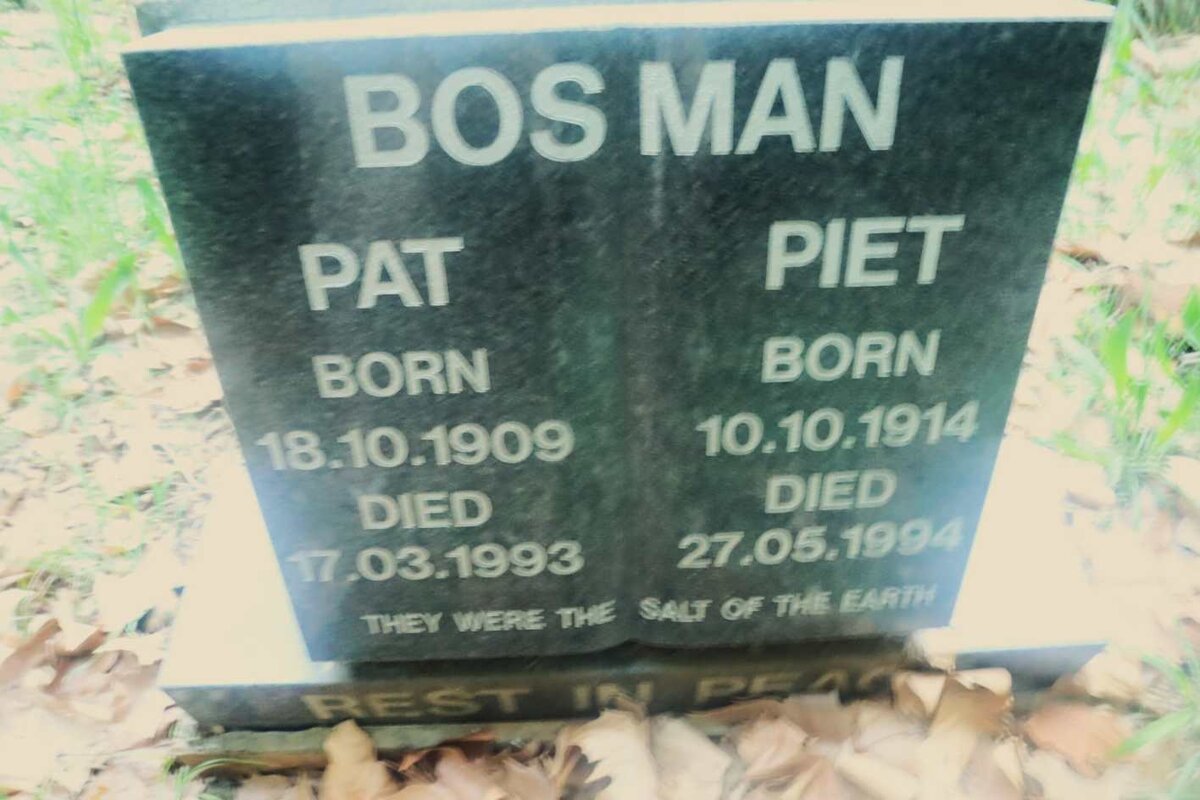 BOSMAN Piet 1914-1994 &amp; Pat 1909-1993