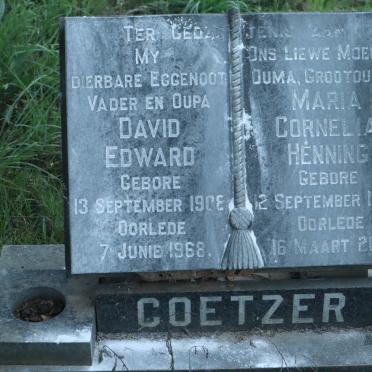 COETZER David Edward 1908-1968 &amp; Maria Cornelia HENNING 1920-2002