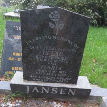 JANSEN Isaac 1933-2002 &amp; Maria 1937-2006