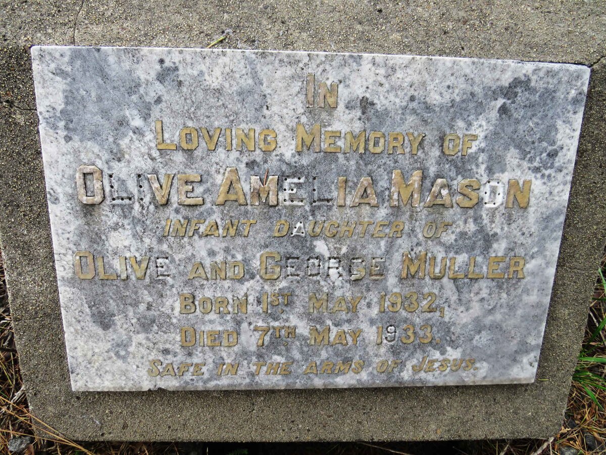 MULLER Olive Amelia Mason 1932-1933