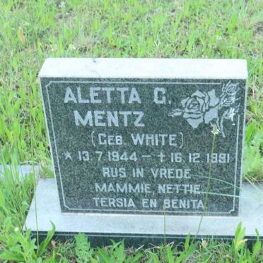 MENTZ Aletta C. nee WHITE 1944-1991