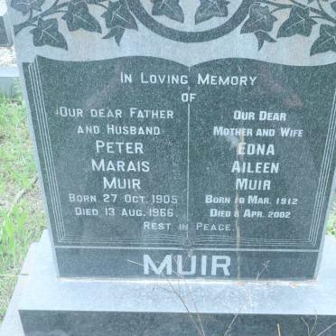 MUIR Peter Marais 1905-1966 &amp; Edna Aileen 1912-2002
