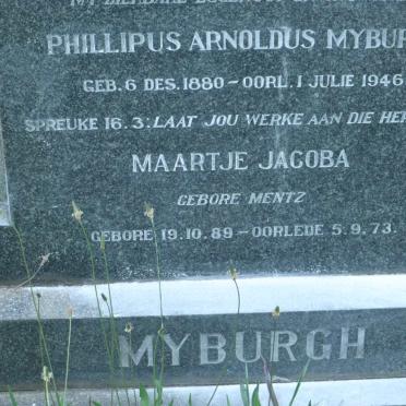 MYBURGH Phillipus Arnoldus 1880-1946 &amp; Maartje Jacoba MENTZ 1889-1973
