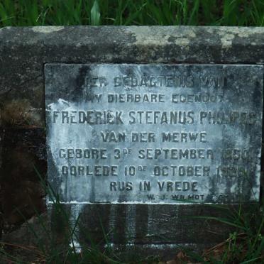 MERWE Frederick Stephanus Philipes, van der 1850-1928