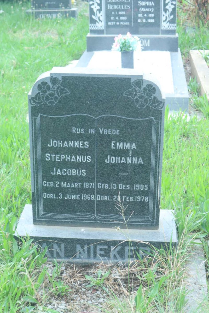 NIEKERK Johannes Stephanus Jacobus, van 1871-1969 &amp; Emma Johanna 1905-1978
