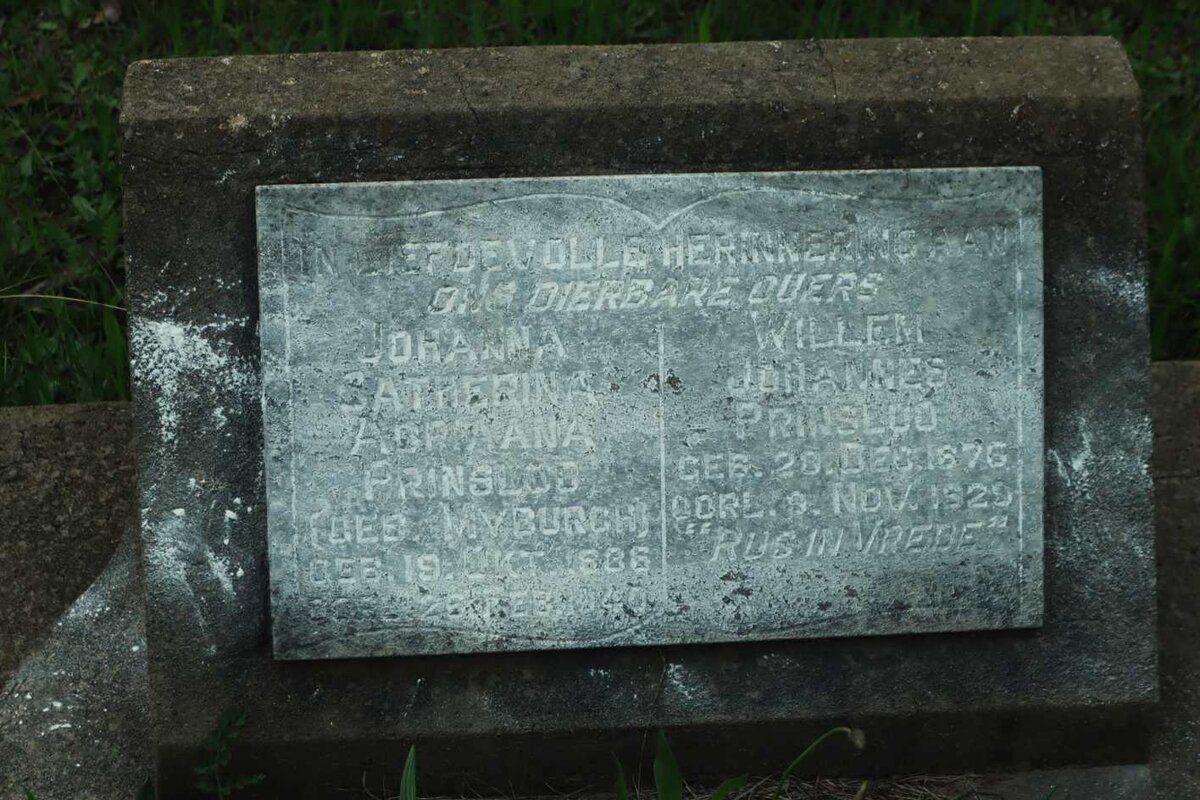PRINSLOO Willem Johannes 1876-192? &amp; Johanna Catharina Adriaana MYBURGH 1886-1940