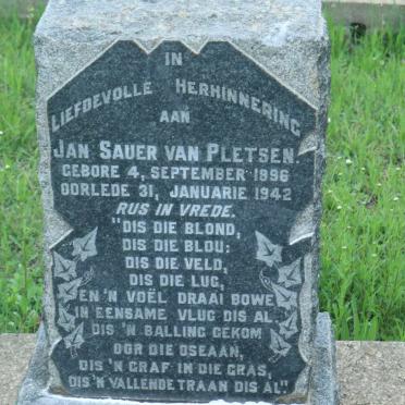 PLETSEN Jan Sauer, van 1896-1942