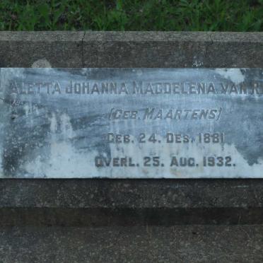 RENSBURG Aletta Johanna Magdalena, van nee MAARTENS 1881-1932