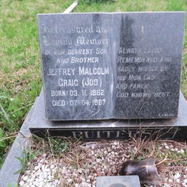 RUITERS Jeffrey Malcolm Craig 1962-1987