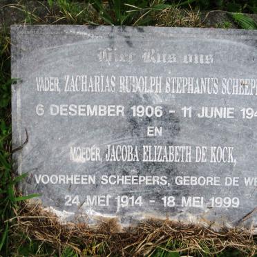 SCHEEPERS Zacharias Rudolph Stephanus 1906-1940 :: KOCK Jacoba Elizabeth, de voorheen SCHEEPERS nee DE WET 1914-1999