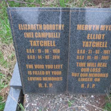 TATCHELL Elizabeth Dorothy nee CAMPBELL 1938-2014 :: TATCHELL Mervyn Miles Elliot 1961-2005