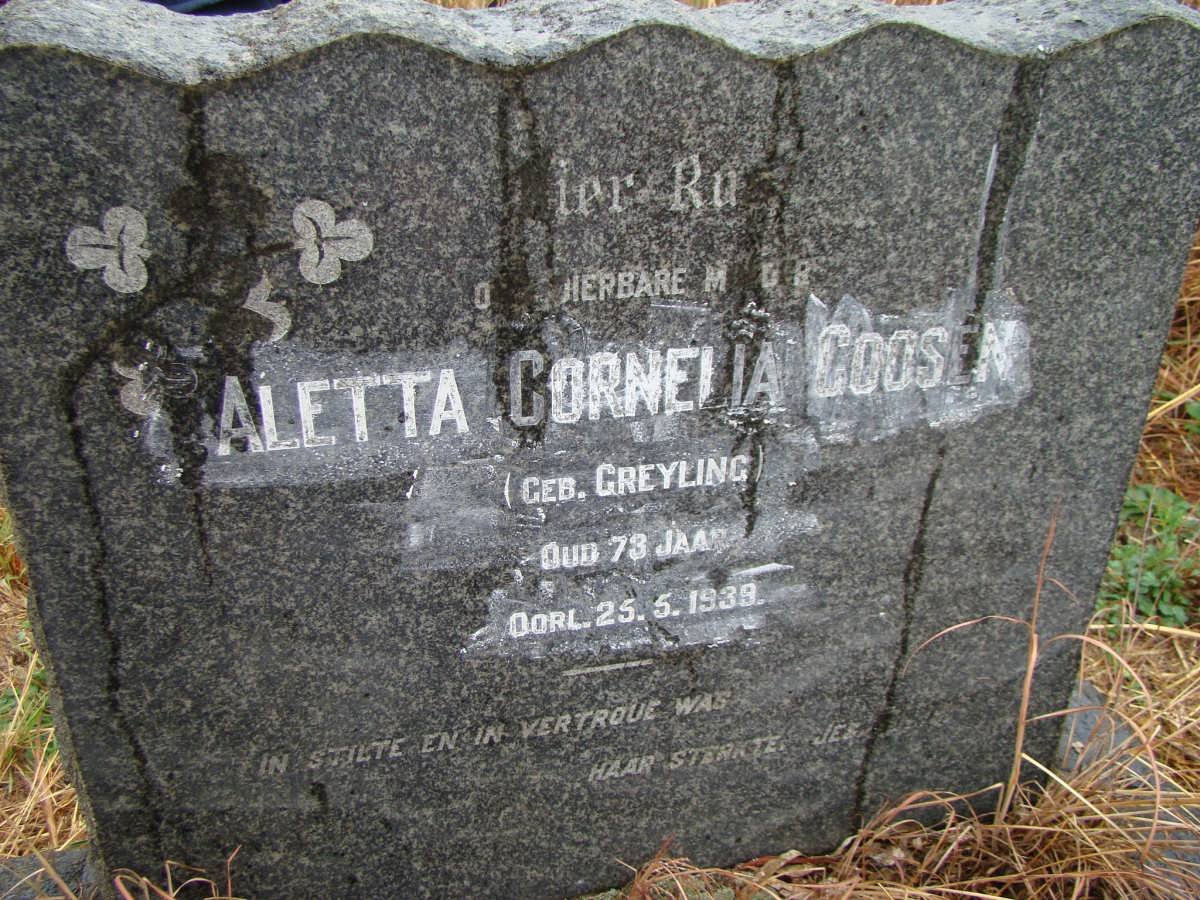 GOOSEN Aletta Cornelia nee GREYLING -1939