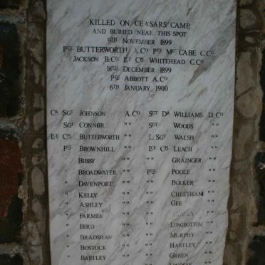 Kwazulu-Natal, KLIPRIVIER district, Platrand, Manchester Rifles, Caesars Camp, War Memorial