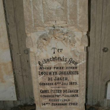 JAGER Lodewyk Johannes, de 1875-1902 :: DE JAGER Carel Pieter 1878-1902