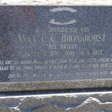 BRONKHORST Anna C.C. nee BREEDT 1901-1952